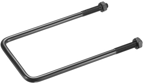 sourcing map 1 Set M10 Square U-Bolts, 80mm (3.15) Inner Width 200mm (7.87) Length 304 Stainless Steel U-Clamp Bolt Electroplated with Nuts for Automobile, Trailer, Boat Trail, Black
