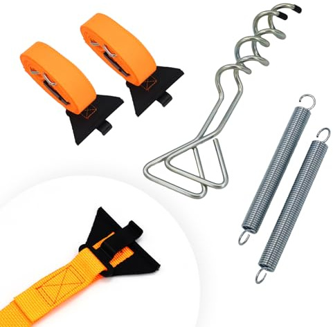 ANEELV Sturmband Markise Set kompatibel Thule Omnistor Wohnmobil | Sturmband für Markisen & Vorzelte. Kompatibel Thule, Fiamma. Haken, Erdanker, Federn. Wetterfest & reißfest, orange Farbe