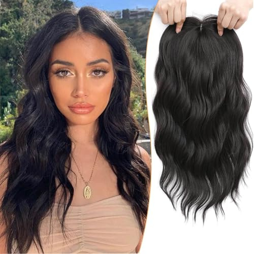 Ms Taj Black Brown 40cm haartopper Haarteile für Damen | Haarveränderung: Mehr Volumen und Länge, dünner werdendes Haar retten, zurückweichender Haaransatz, tägliche Party-Treffen