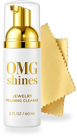 Jewelry Cleaner Solution Foam with Polishing Cloth, Biodegradable Formula for Gold, Silver, Gemstones, Tarnish Remover, Safe Gentle Formula, 2oz – Compatible with Wedding Rings, Necklaces, Earrings