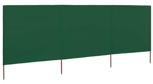 Brise-Vent Extérieur 3 Panneaux, Tissu Non Tissé Résistant et Piquets en Bois, Brise Vue Camping et Brise Vent de Plage, Protection Contre Le Vent, Panneau Occultant Exterieur, Vert,400 x 120 cm