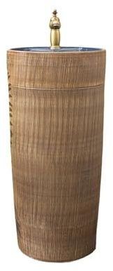 RUNZE765Z Lavabo da Bagno Lavandino da Bagno Vintage con piedistallo, Rubinetto e Kit di Scarico, lavabo in Ceramica for Interni ed Esterni Lavandino su Colonna