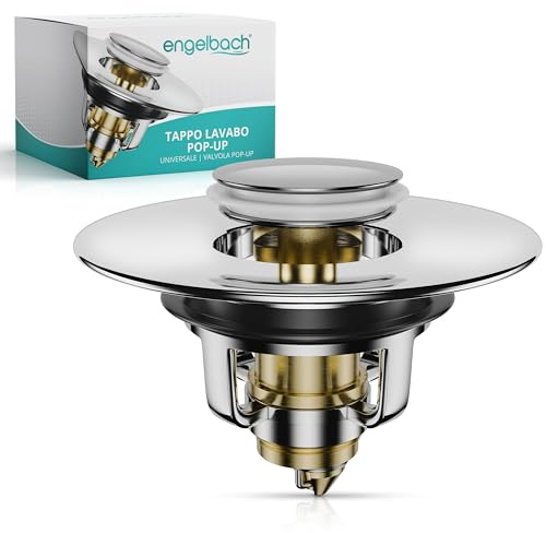 Engelbach® Waschbeckenstöpsel Pop Up 40mm Universal - wackelfrei, rostfrei & langlebig - Abflussstopfen, Stöpsel für Waschbecken & Bidets mit Haarsieb - Chrom