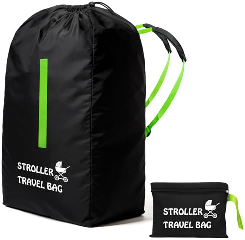 ASSRECT Transporttasche Kinderwagen, 120x63x43cm Universale & wasserdichte Hülle für Flugzeug, Robuste 600D Oxford Tasche mit Verstellbarem Schultergurt für Doppel/Einzel Buggy