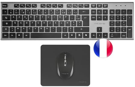 Tacens Zenith, Combo sans Fil 3en1 avec Technologie DualLink 2.4 GHz, Clavier Complet Pleine Taille avec SmartKey Copilot AI, Souris Optique 3200 DPI, Tapis Nanotextile, Langue Française, Noir