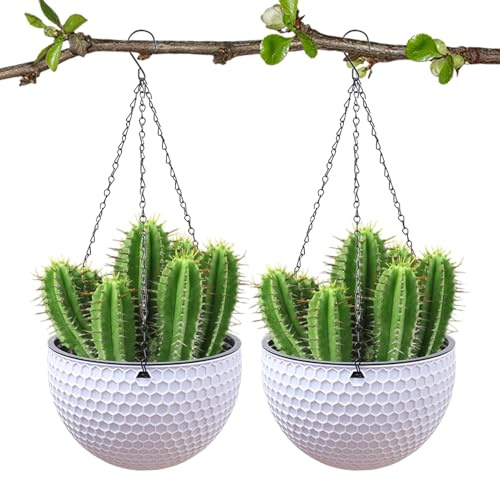 Vasi Per – 2 Cesti Appeso In Resina, Decorativi Per Irrigazione Automatica, Fioriere Da Giardino Ad Alto Carico | Cesto Di Fabbrica Tessuto Soffitto Finestra Balcone Esterno Interno