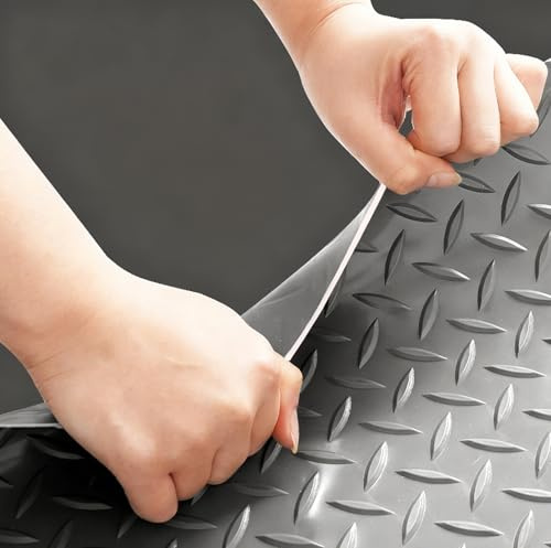 Tapis de Sol de Garage Rouleau Revêtement Sol en Caoutchouc Motif 3D Étanche Facile à Nettoyer pour Protection de Sol sous Voitures,Garage,Salle de Sport（Color:Gray,Size:200x100cmThickness:2.5mm）
