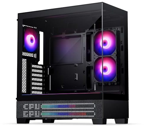 Phanteks XT View Matrix Mid-Tower ATX Gaming PC Case, 600-LED Matrix Display, Tempered Glass Front & Side Panels, USB-C 3.2 Gen2, 3X D-RGB Fans Included, Rear-Connector Ready (Charcoal Black)