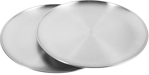 OSALADI Lot de 2 Plaques à Pizza Rondes 30 CM en Acier Inoxydable Poêles Plates Antiadhésives pour Cuisson Uniforme au Four Assiettes de Service pour Repas en Famille et Restauration