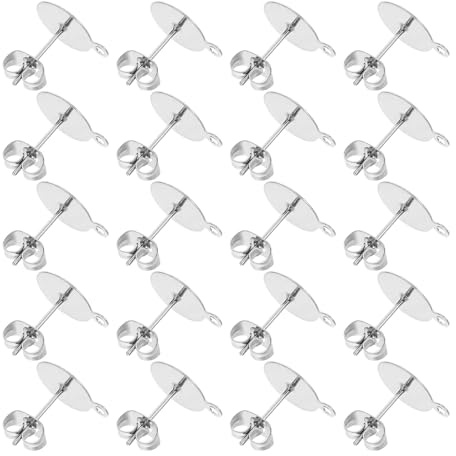MAGICLULU 100 Pezzi Fermagli per Orecchini in Acciaio Inossidabile Argento, Base Piana Rotonda Robusta e Portatile per Creazione Gioielli Fai da Te in Varie Occasioni
