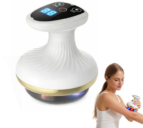 4-in-1 Massaggiatore Elettrico GuaSha con Funzione di Calore - Massaggiatore a Vuoto per Cellulite & Rilassamento Muscolare - Ricaricabile, 9 Livelli, per Pelle più Soda & Migliore Circolazione del