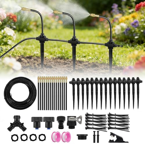 Système d'irrigation Jardin, Irrigation Goutte à Goutte à Contrôle de Débit Précis Système D'irrigation avec Arroseur 360° Réglable, pour Jardin pour Jardin Pelouse Serre Plantes (20 mètres)