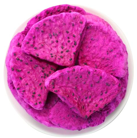 HoowCee Fruit du Dragon Lyophilisé – Pitaya Rouge Séché Croquant, Morceaux de Fruit Exotique pour Yaourt, Muesli, Céréales, Smoothies, Desserts et Snack (250G)