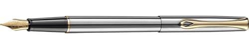 DIPLOMAT - Füllhalter Traveller Edelstahl vergoldet - Schick und elegant - 5-Jahre-Garantie - Langlebig - Edelstahl vergoldet