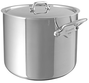 Mauviel1830 M'cook 523221 Catering Stockpot with Lid in Stainless Steel, Stainless Steel, 24 cm