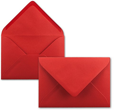 Briefumschläge in Rot - 25 Stück - DIN C5 Kuverts 22,0 x 15,4 cm - Nassklebung ohne Fenster - Weihnachten, Grußkarten - Serie FarbenFroh