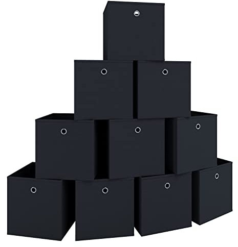 VCM 10er Set Faltbox | Klappbox Stoff Kiste | Faltschachtel | Maße ca. H. 28 x B. 27 x T. 27 cm | Regalbox - Boxas