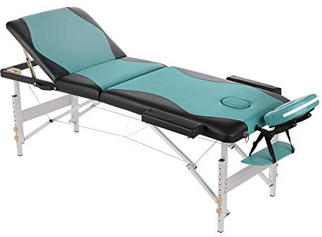 Melko Mobile Massageliege Tattooliege Aluminium Massagetisch Aluminium Massagebank klappbar Türkis/Schwarz
