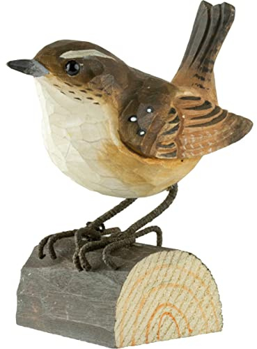 WILDLIFEGARDEN Wildlife Garden WG413 DecoBird Zaunkönig - Handgeschnitzter Dekorative Vogel aus Holz - Kleine Europäische Vögel