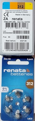 Renata ZA 312 60 batterier för hörapparater 180 mAh 1,4 V