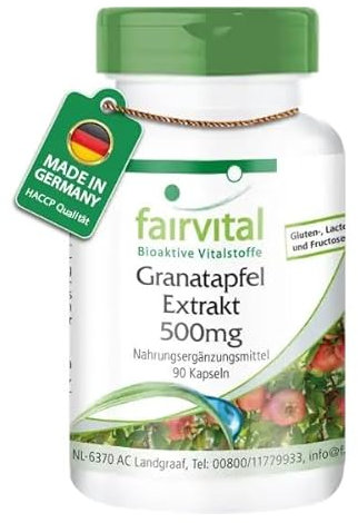 Fairvital | Granatapfel Kapseln 500mg - 90 Kapseln - HOCHDOSIERT - VEGAN - reich an Ellagsäure