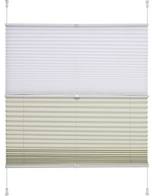 Liedeco® Plissee (Day and Night) verspannt mit Klemmträger / 40 x 130 cm weiß-beige (Breite x Höhe) / lichtdurchlässig und lichtundurchlässig Blickdicht stufenlos verstellbar in einem Doppelplissee