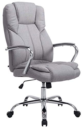 CLP XXL Chefsessel Xanthos V2 Mit Stoff-Bezug I Gepolsterter Bürostuhl Mit hoher Rückenlehne Und Gepolsterten Armlehnen, Farbe:grau