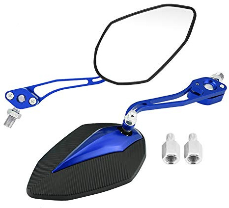 Qiilu Une Paire de 8mm 10mm Universel Moto Scooter Moto Rétroviseur Miroir Rétroviseurs Latéraux(Bleu)