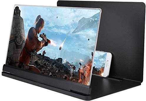 Garsent Phone Screen Magnifier, 18X 14in Smart Phone Screen Magnifixer 3D Screen Magnifier Smartphone Magnifying Glass Compatible with All Smartphone.(Black)