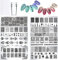 Plantilla Estampado de Uñas - 8 Placas Grandes Uñas con Varios diseños - Placas Estampacion Uñas con Raspador de Plástico, Sello de silicone