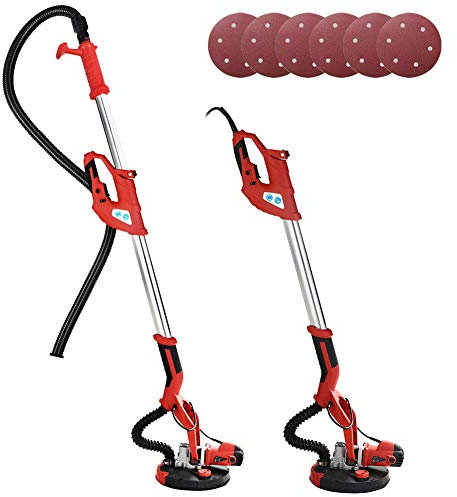 Bakaji Levigatrice Muro Soffitto Carteggiatrice Giraffa Cartongesso 750W Potenza 800-1750 rpm Aspirazione Polvere Automatica con Tubo Asta Telescopica e 6 Dischi Abrasivi 225mm Inclusi