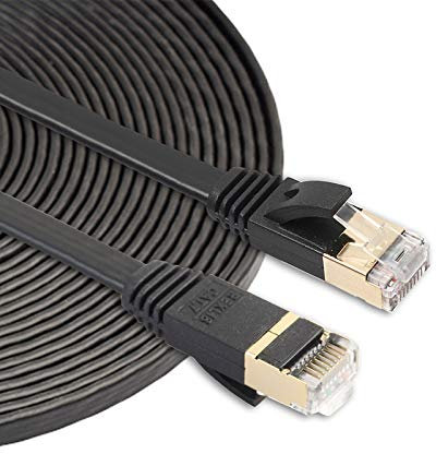 LAN rete cavo Ethernet Patch Cable 8m CAT7 10 Gigabit Ethernet Ultra Piatto Via Cavo Patch For LAN Modem Router Network - Costruito Con Connettori RJ45 Schermati Alta velocità (Color : Black)