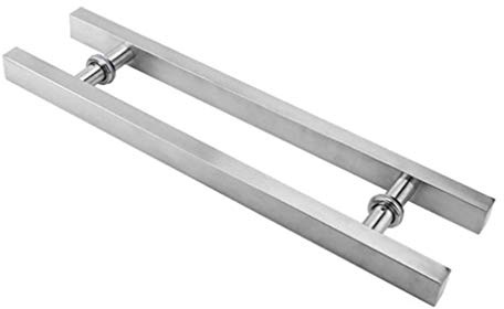 Maniglie per Porte in Vetro Retrò,Maniglia Doppia Barra laterale in Acciaio Inossidabile Spazzolato,Maniglioni Quadrata per Porta,per Hotel Home Club Office Store Barn(SilverHole center 400mm)