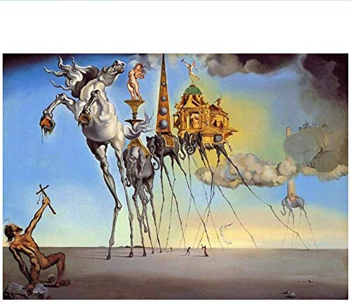 RuiChuangKeJi Kunstwerk für Zuhause 70x90cm ohne Rahmen Salvador Dali Berühmte Kunstgemälde auf den Kunstplakaten Die Versuchung des klassischen Kunstbildes des heiligen Antonius