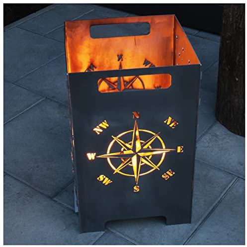 teileplus24 FT01 Botte di fuoco ciotola di fuoco cesto di fuoco grande piazza inseribile facile pulizia, Design:Bussola 50cm