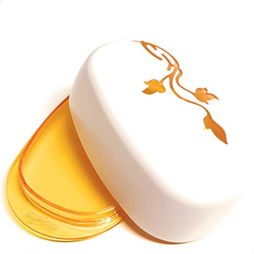 Berossi Butterdose Kunstoff orange Butter Dose mit Deckel Blumenmotiv BPA Free Aufbewahrung im Kühlschrank Kunststoff Butter Box Colored Butterdose Plastik drehbare Servierplatte Dose Flower Style