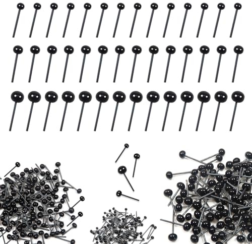 TOAOB 300 Piezas Ojos de Cristal Negros de 2 mm 3 mm 4 mm para Hacer Muñecas con Agujas de Fieltro Manualidades
