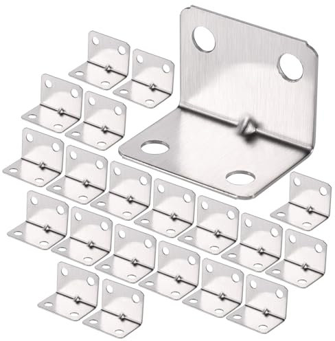 JIZZU 100 Pezzi Squadrette Angolari, Angolari Metallo per Legno con Viti, Staffe Angolari in Zincato per Mobili in Acciaio Inossidabile, Supporto Angolare in Metallo