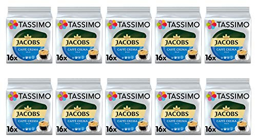 Dosettes de café doux Caffe Crema de Tassimo Jacobs | Paquet de 10 (160 boissons)