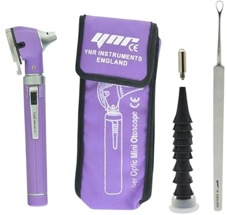 YNR Mini Otoscopio, Ingrandimento Diagnostica Otoscopio Con LED Diretto Luce, Orecchio Cera Solvente, Sano Strumento Per Dottori Infermieri Adulti Bambini Elder Animali Domestici - Viola