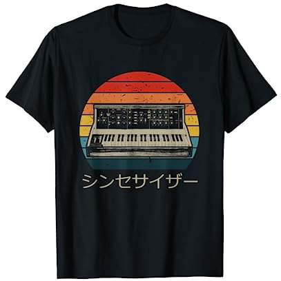 Vintage Japanese Synth Electronic Music Lover Retro Klassisch Musik-Themed Men's T-Shirt Schwarz S Classic Fit Crew-Kragen Halbarm S