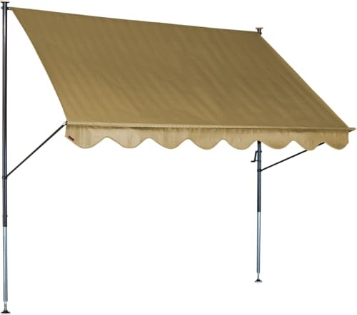 ANGERER Klemmmarkise Standard beige, 150 cm | Markise für Sonnenschutz, Montage ohne Bohren, ideale Balkonmarkise für Mietwohnungen, Made in Germany, Bezug aus PE-Gewebe