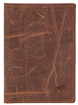 Solo Pelle Impfpasshülle, Reisepasshülle, Echtleder Passhülle, Schutzhülle Tasche für Kreditkarten Damen Herren Reisepass Geschenk, Karteninhaber, Ausweis und Reisedokumente (Vintage Braun)