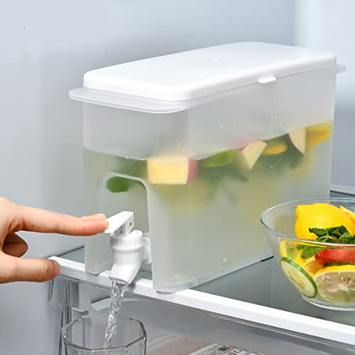 MMCCHB 3,5 litros de plástico para el hogar con grifo, frutas, tetera, soda, cubo, recipiente para bebidas, refrigerador o exterior.