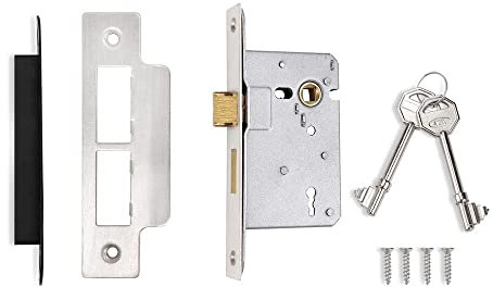 Probrico Mortice Sashlock 65mm, Euro Sash Deadbolt Latch 2.5, Mortice Sash Locks with Keys for External Doors, 65mm Door Latch, 1 Pack