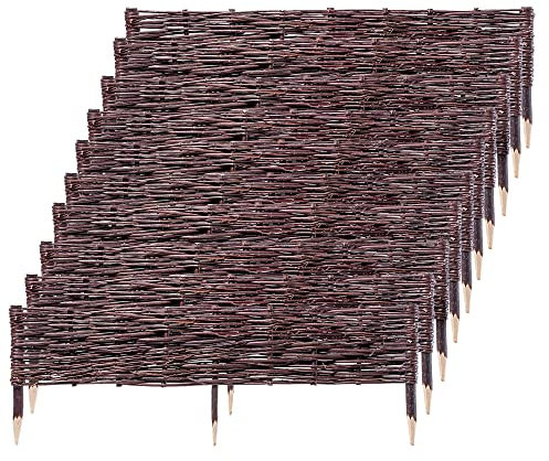 KADAX 10er Set Beetbegrenzung aus Weide 100 x 20 cm Weidengeflecht für Beete, Gartenwege und Rasen, natürliche Abgrenzung für Blumen und Gemüse