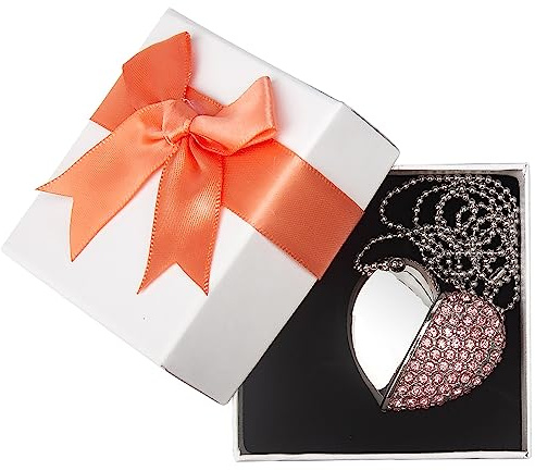 Chiavette USB 64GB con Scatola，Metallo Cuore Diamante Impermeabil Pendrive Regali per Moglie Bambino Amico(64GB,Rosa con Scatola)