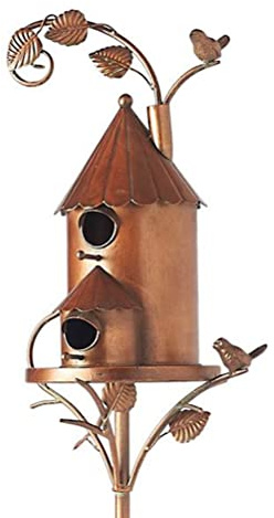HEITIGN Vogelhaus aus Metall mit Ständer, ideal eine Vielzahl von Vögeln, Kunst Vogelhäuschen Gartendekoration (10341664)