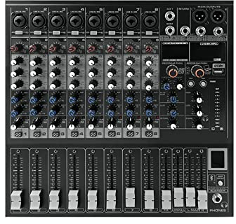 AGAATI Mezclador de Audio Mezclador de DJ de 8 Canales con Efecto de reverberación 16 DSP BT 5.0 Mezclador USB USB para micrófonos de grabación de PC Tablero de Mezcla de DJ