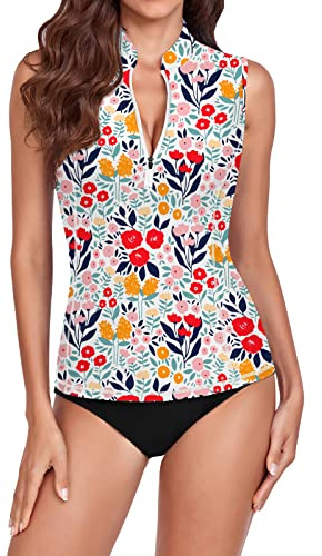 WOWENY Camiseta de natación para mujer, sin mangas, tankini para mujer, camiseta de baño Rash Guard protección solar, traje de baño, camiseta de surf, camiseta de playa, chaleco de natación, Pa, XL